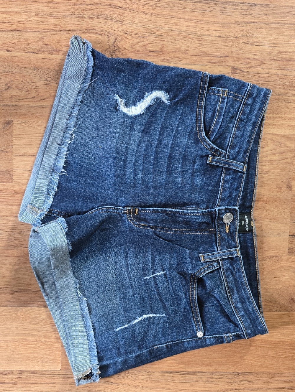 Just Black Dark Blue Distressed Denim Jean Shorts